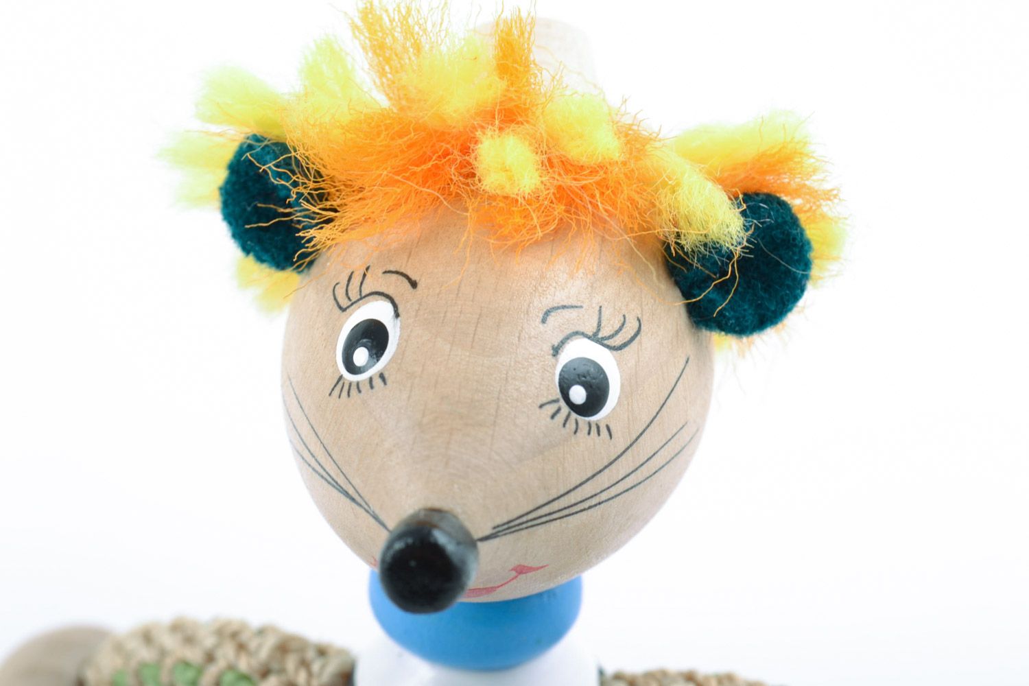 Hölzernes bemaltes kleines handmade Öko Spielzeug Maus Geschenk für Baby foto 3