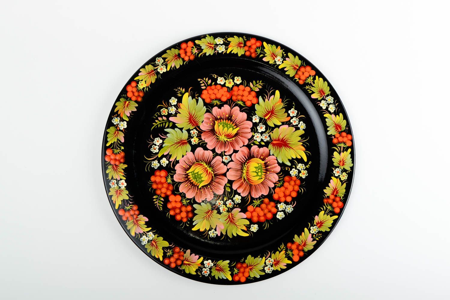 Handmade designer wooden plate stylish painted souvenir decorative use only photo 4