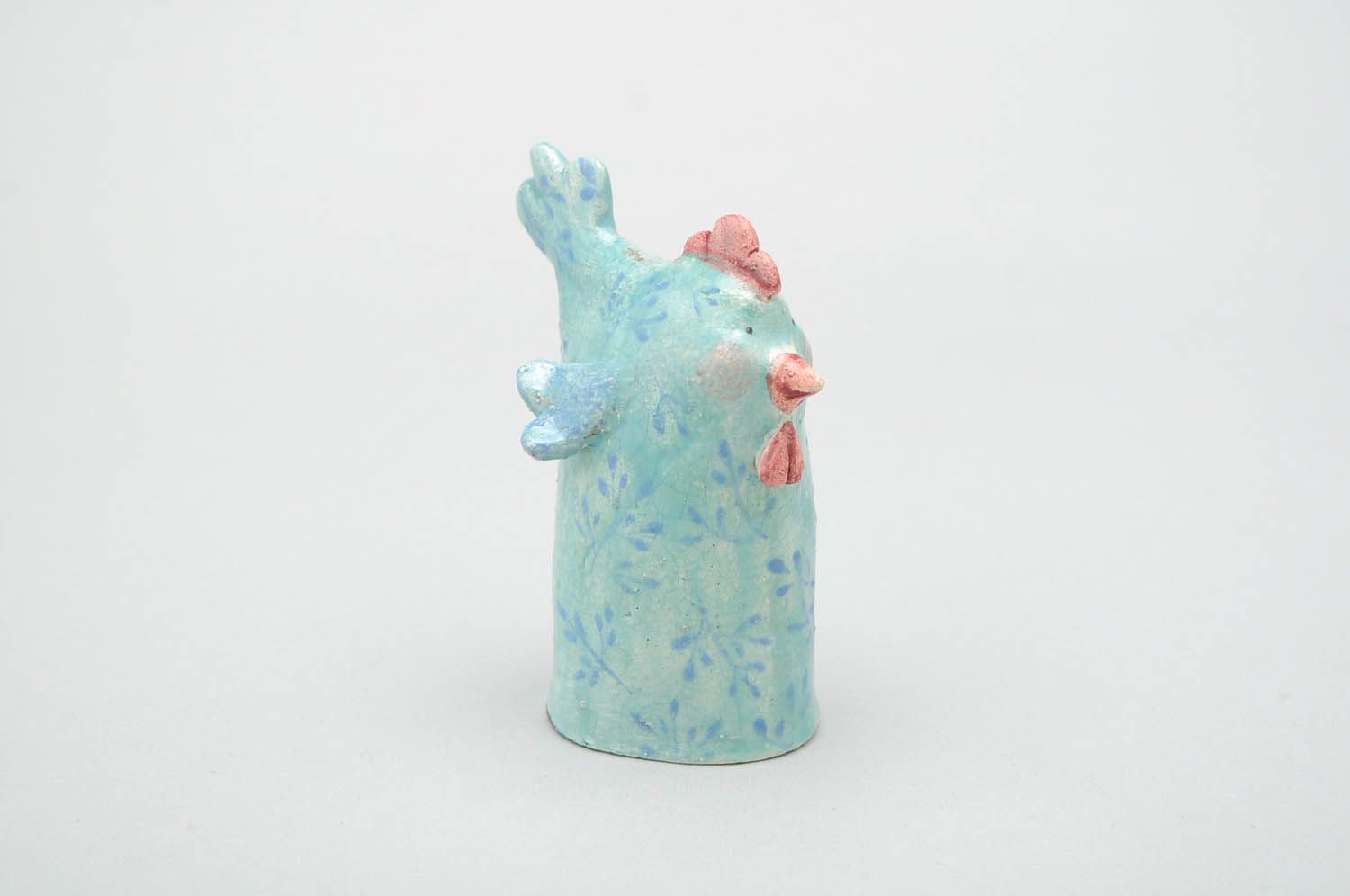 Statuette made of chamotte clay Blue hen photo 3