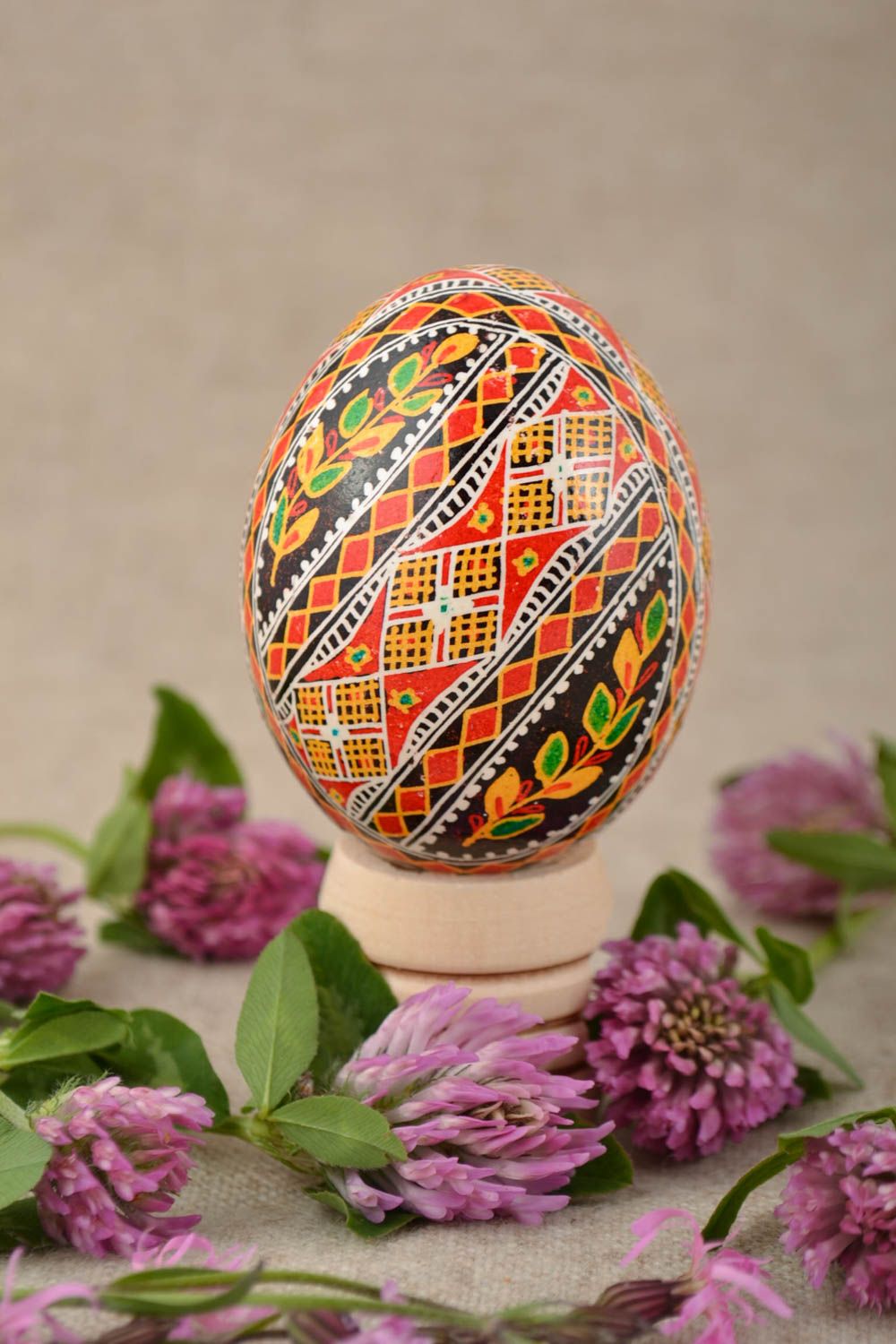 Unusual homemade painted chicken egg for Easter decor  photo 1
