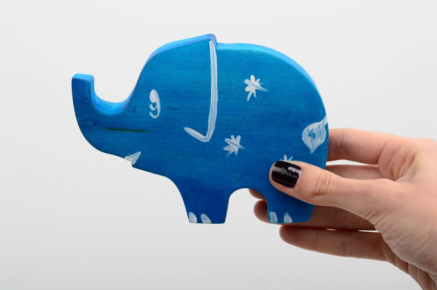Figur Elefant blau Holz Figur handmade Deko Ideen Haus Geschenk für Kinder  foto 5