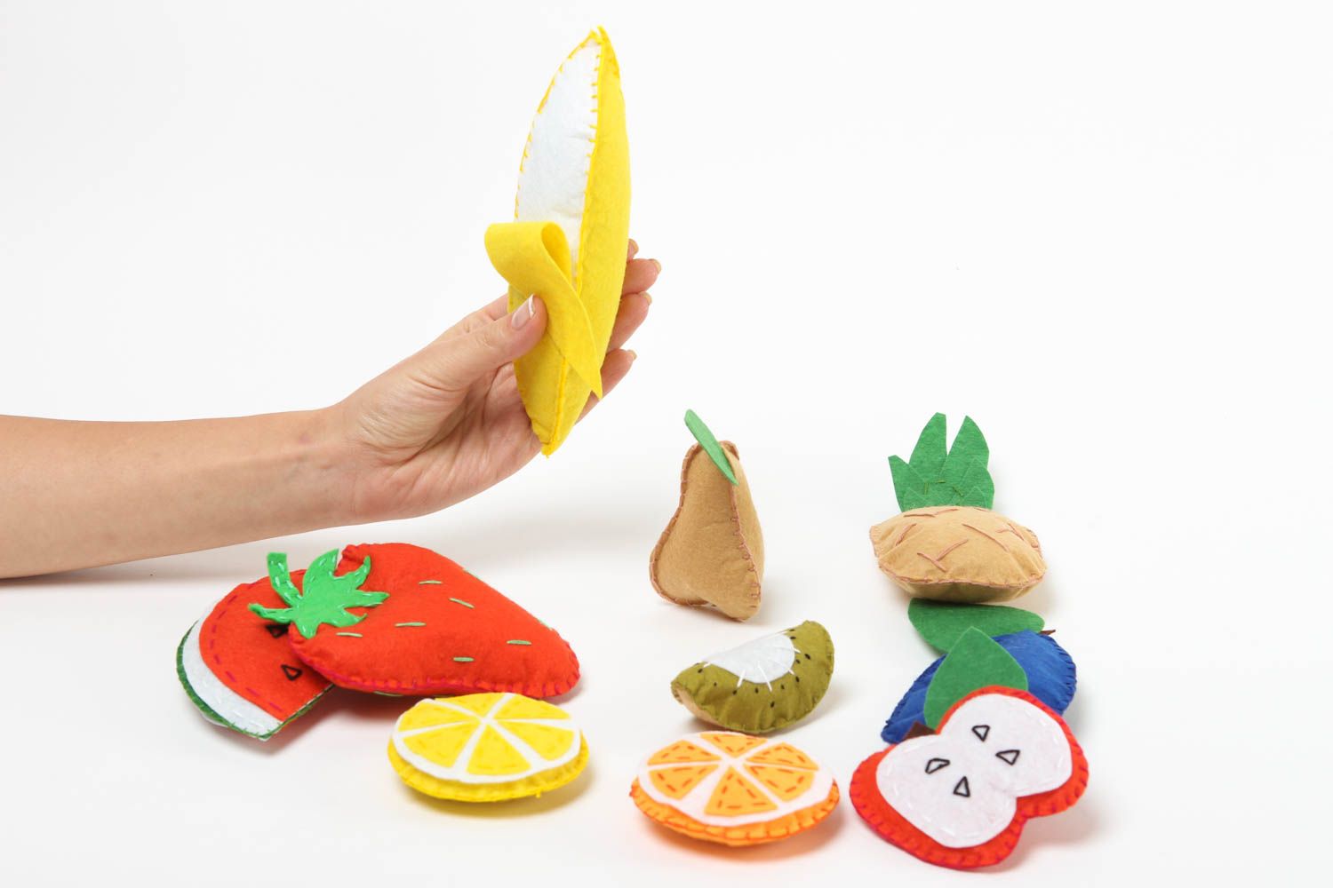 Peluches Fruits en feutrine faites main originales 10 pièces Cadeau pour enfant photo 5