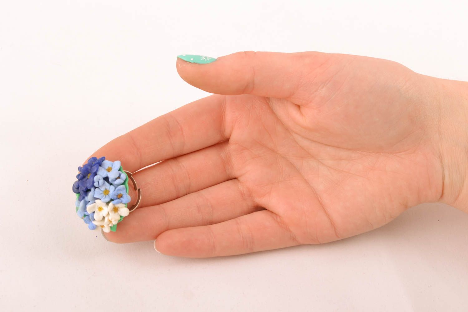 Schmuck Ring mit Blumen aus Polymerton foto 4