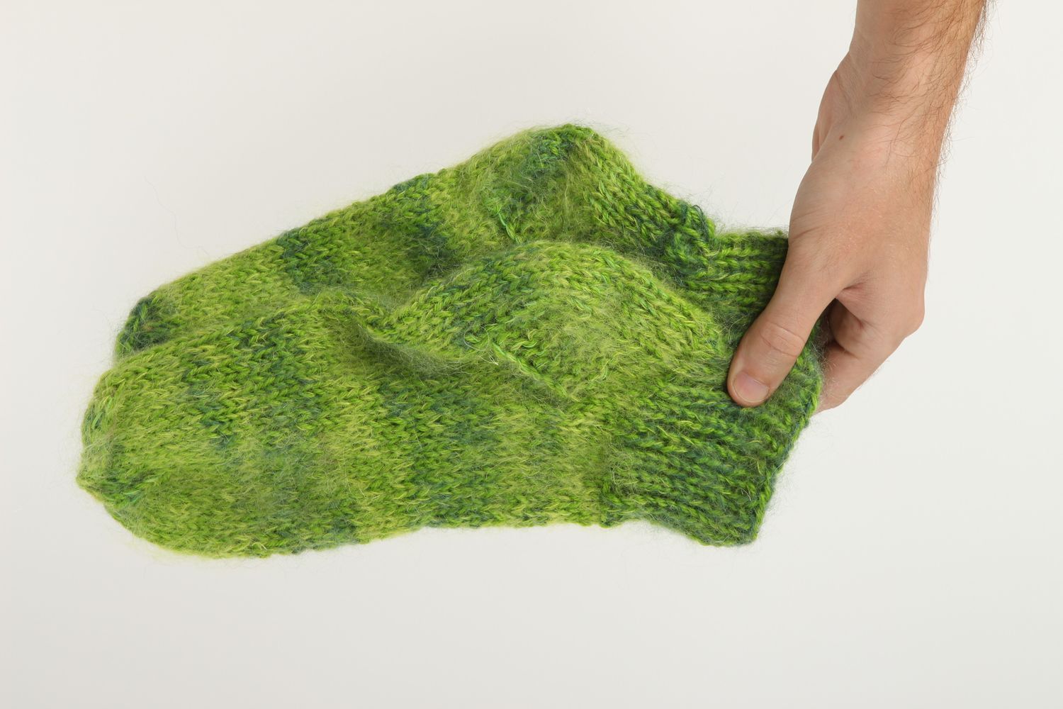 Handmade hellgrüne gestrickte Socken Accessoire für Frauen Damen Wollsocken foto 5
