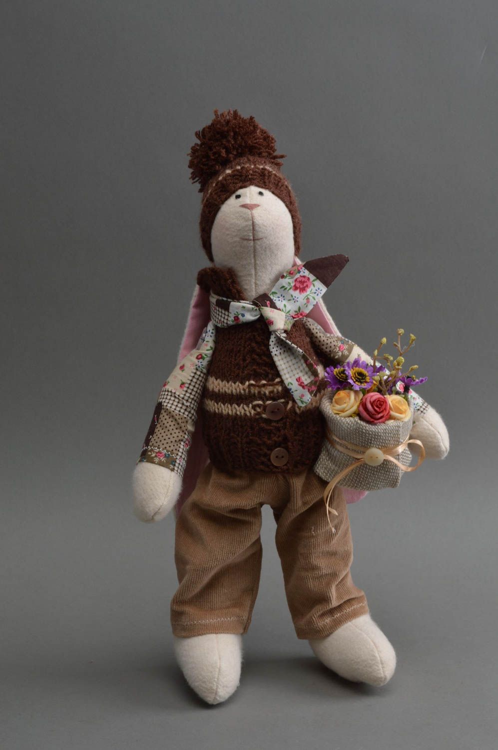 Peluche lapin fait main Jouet pour enfant en tissus design Cadeau original photo 2