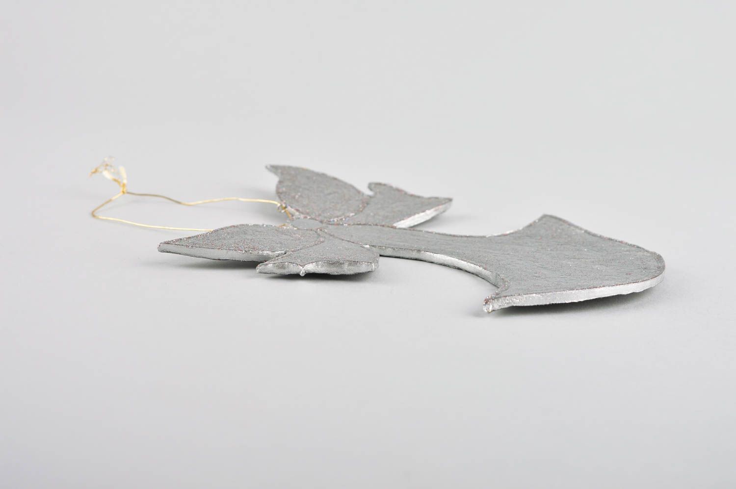 Игрушка на елку handmade декор для дома игрушка из полимерной глины Ангел серый фото 2