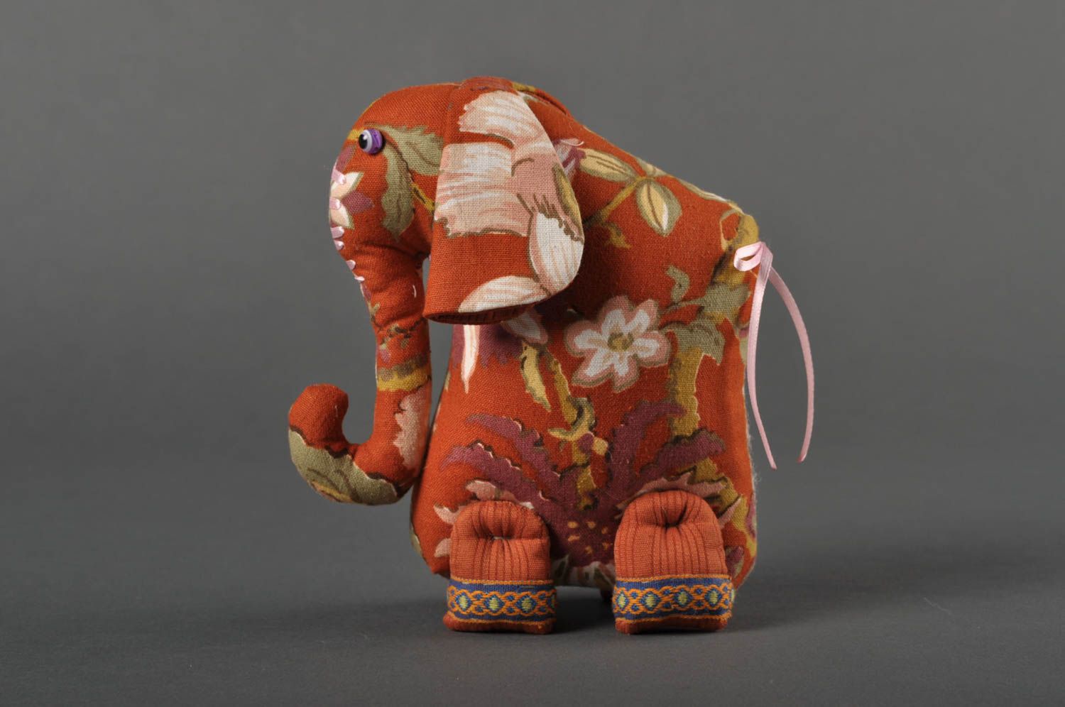 Игрушка слоник ручной работы детская игрушка с росписью мягкая игрушка фото 3