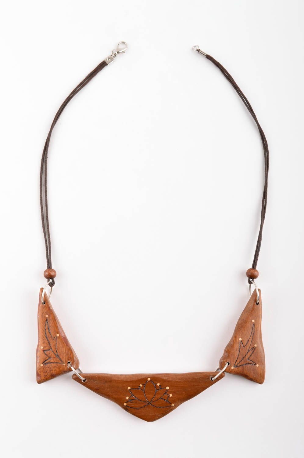 Collana di legno fatta a mano girocollo originale etnico accessorio da donna foto 5