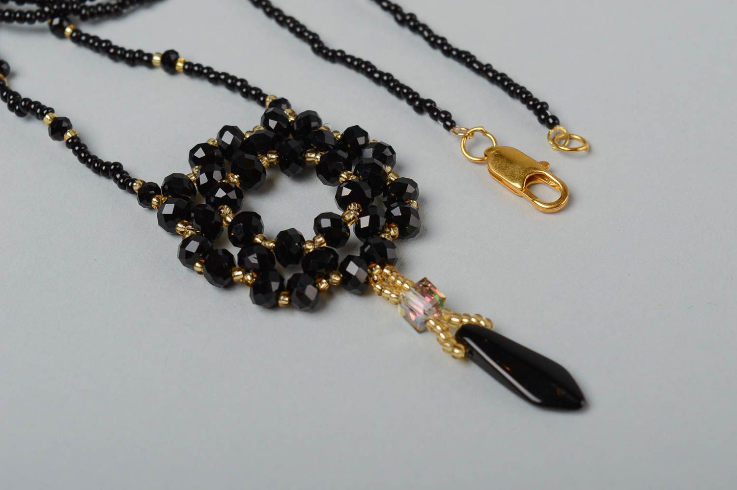 Handcraft necklace seed beads necklace designer accessories vintage bijouterie photo 4