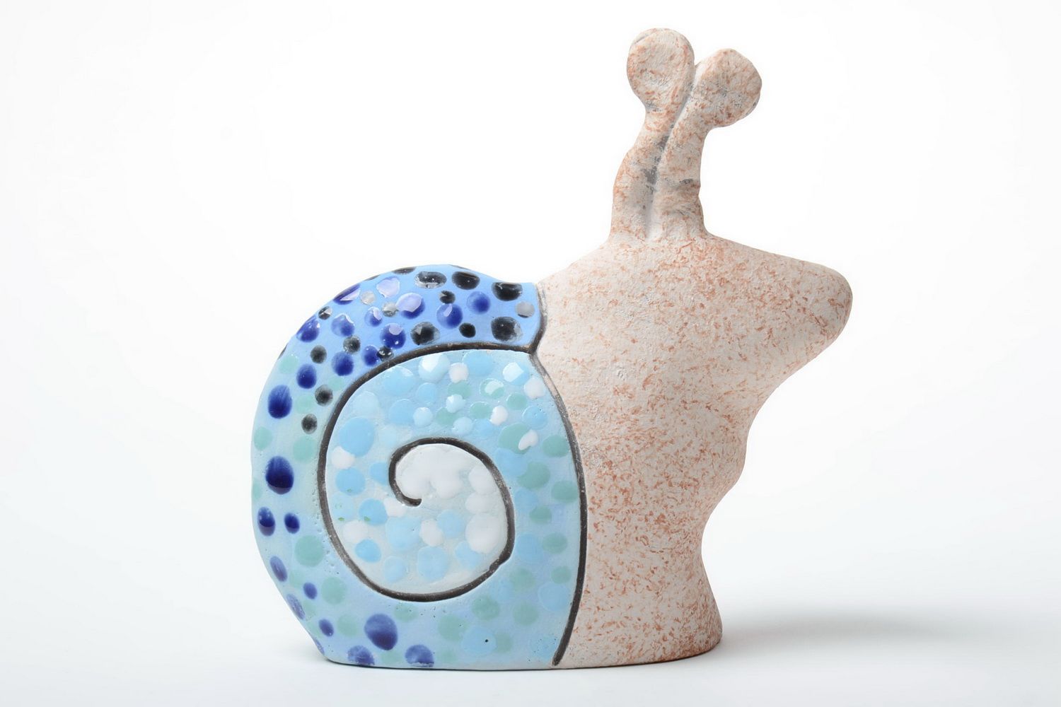 Handmade funny semi porcelain painted figurine in the shape of smiling snail photo 3