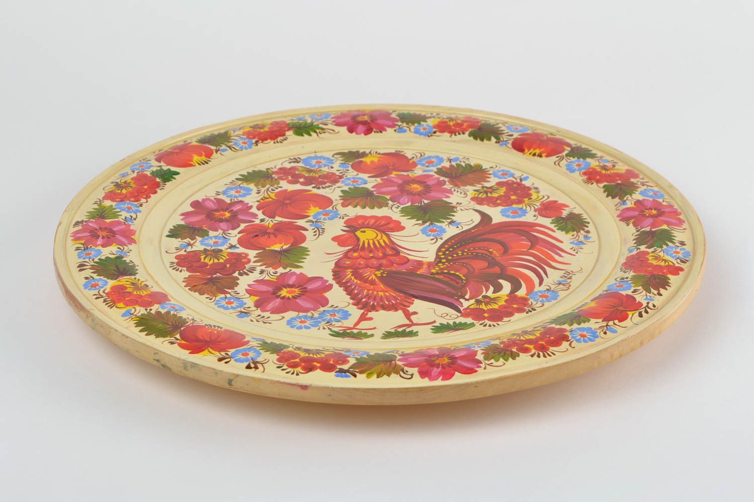 Декоративная тарелка на стену деревянная круглая расписная ручной работы  фото 9