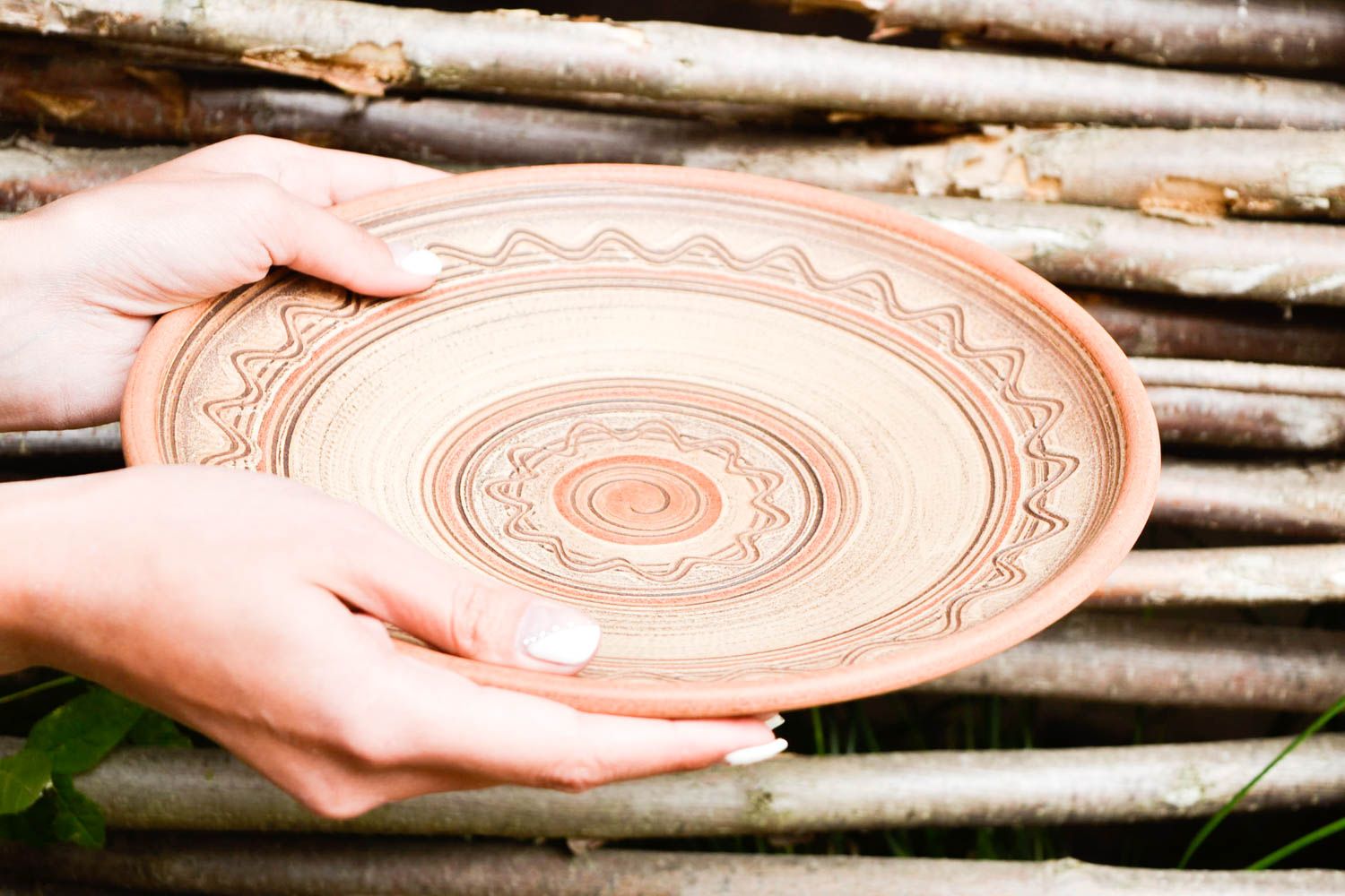 Assiette design faite main Vaisselle céramique grande à motif Cadeau original photo 2