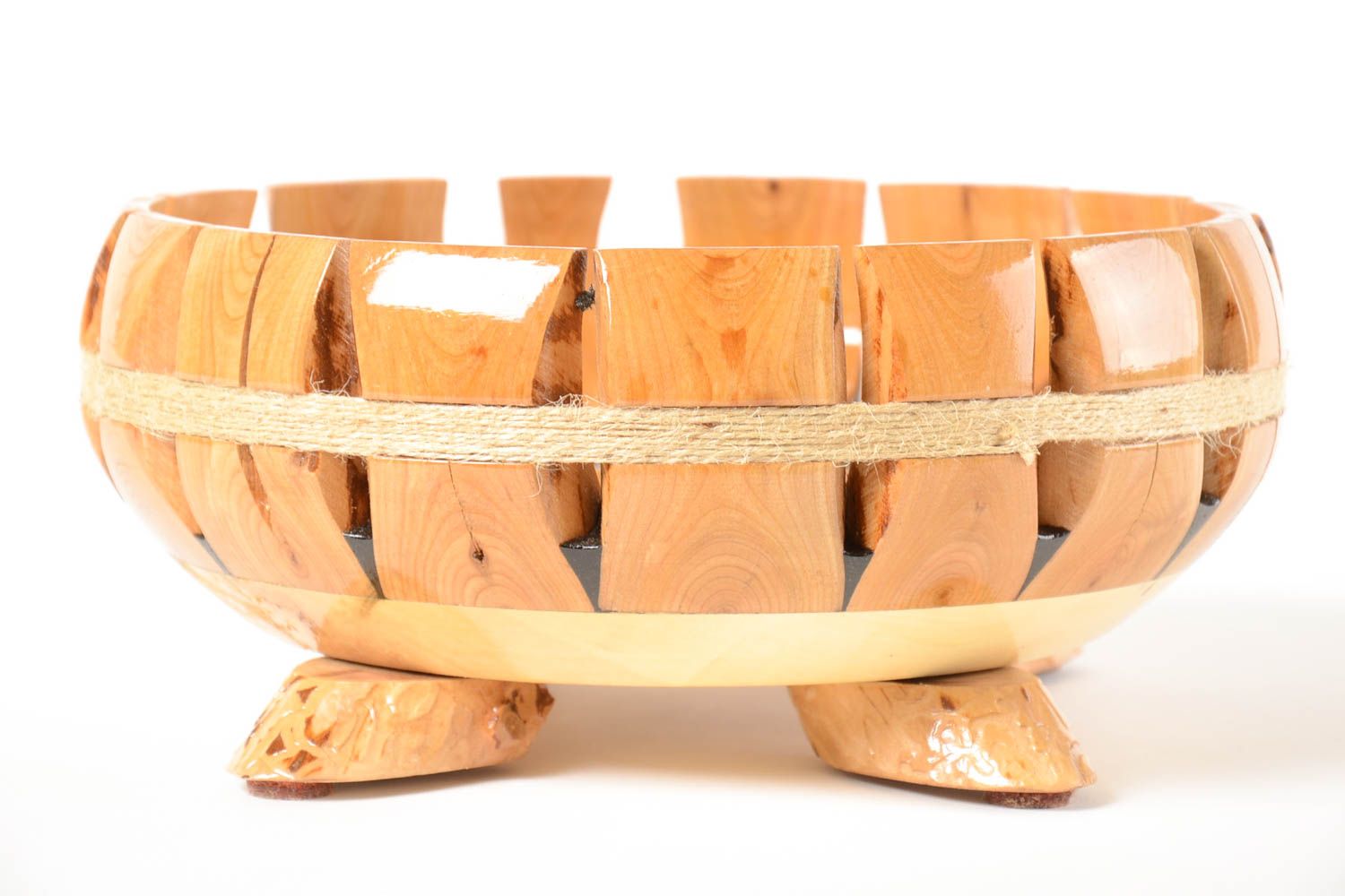 Frutera de madera hecha a mano utensilios de cocina regalos para mujeres foto 2