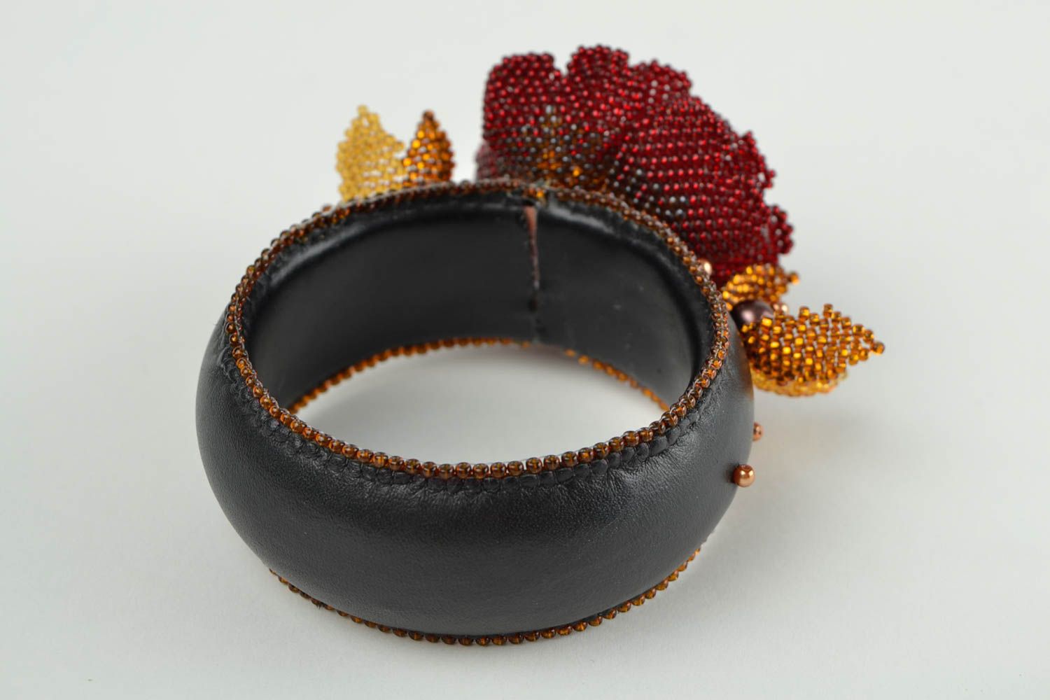 Seed bead woven bracelet leather bracelet handmade flower bracelet for girls photo 5