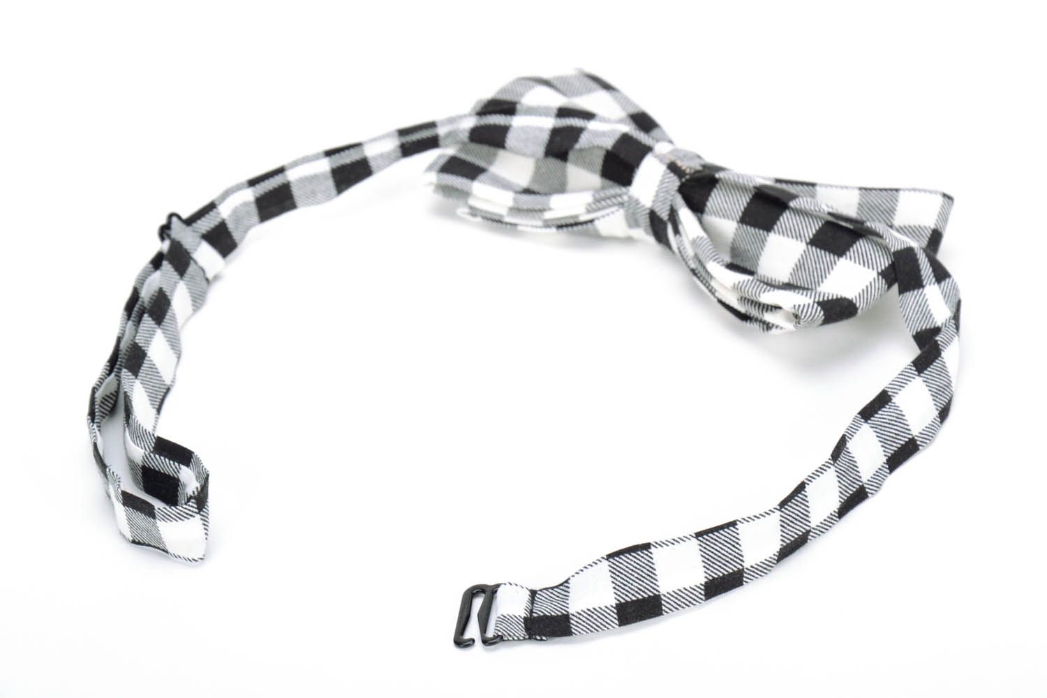 Black and white checked bow tie photo 3