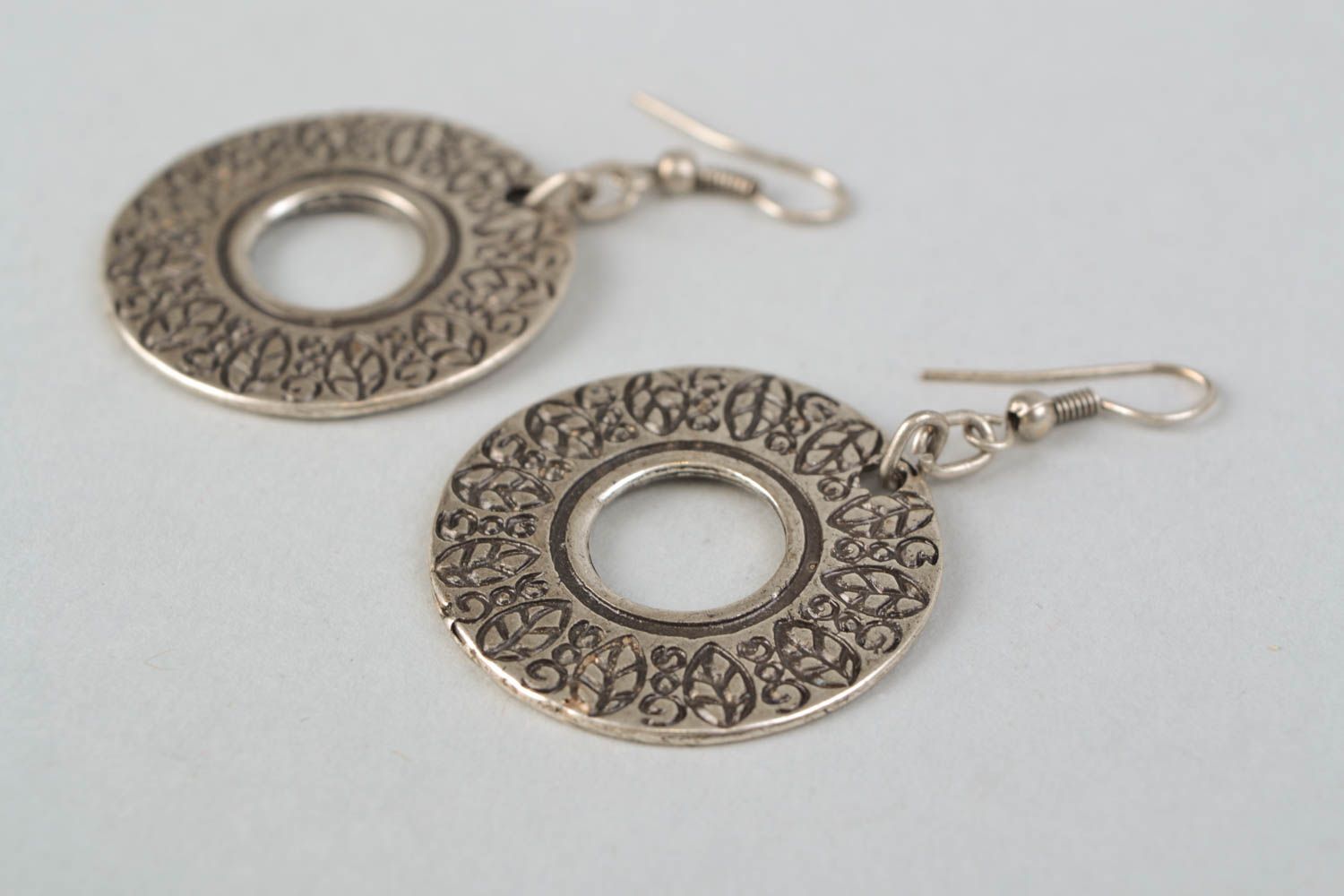 Designer metal earrings Leaves photo 4