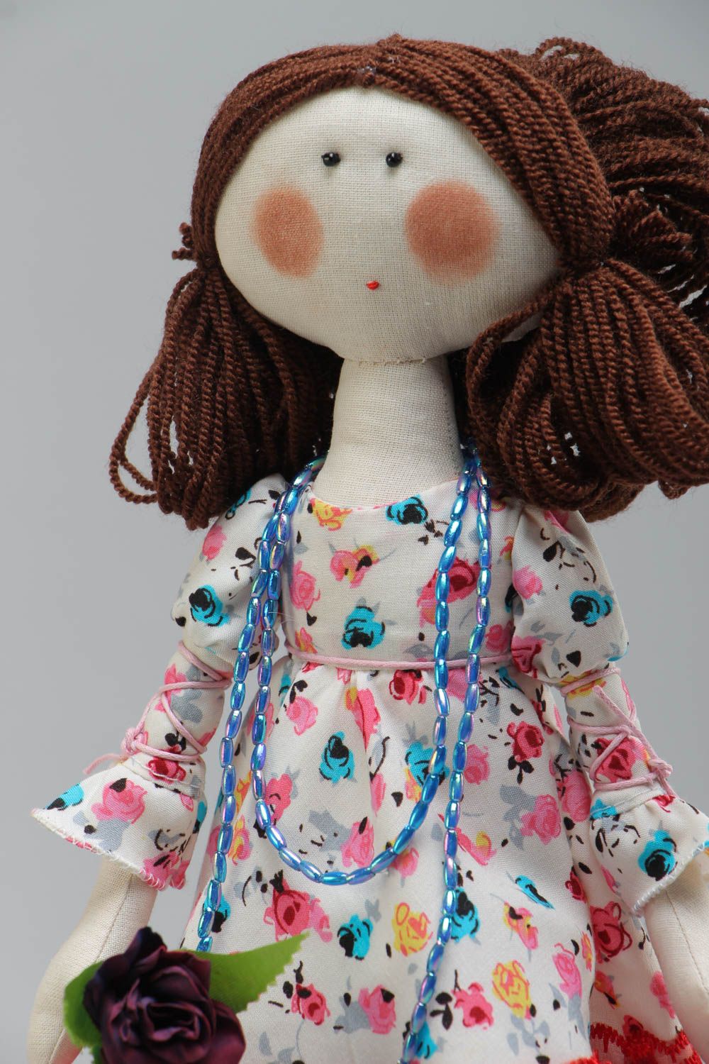 Красивая авторская мягкая кукла в платье для интерьера текстильная ручной работы  фото 3