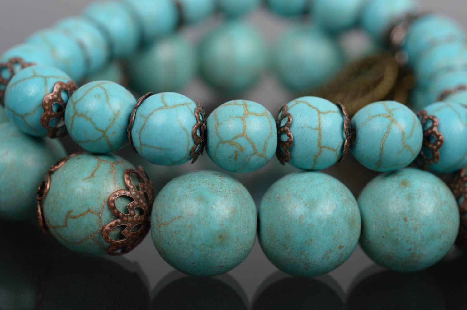 Handmade bracelet with natural stones turquoise bracelet cute 2 bracelets photo 4