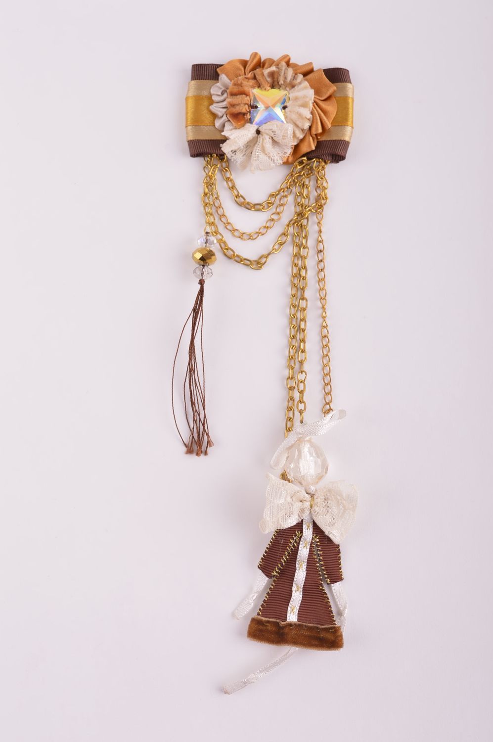 Grosse broche faite main Accessoire femme textile original Cadeau femme photo 2