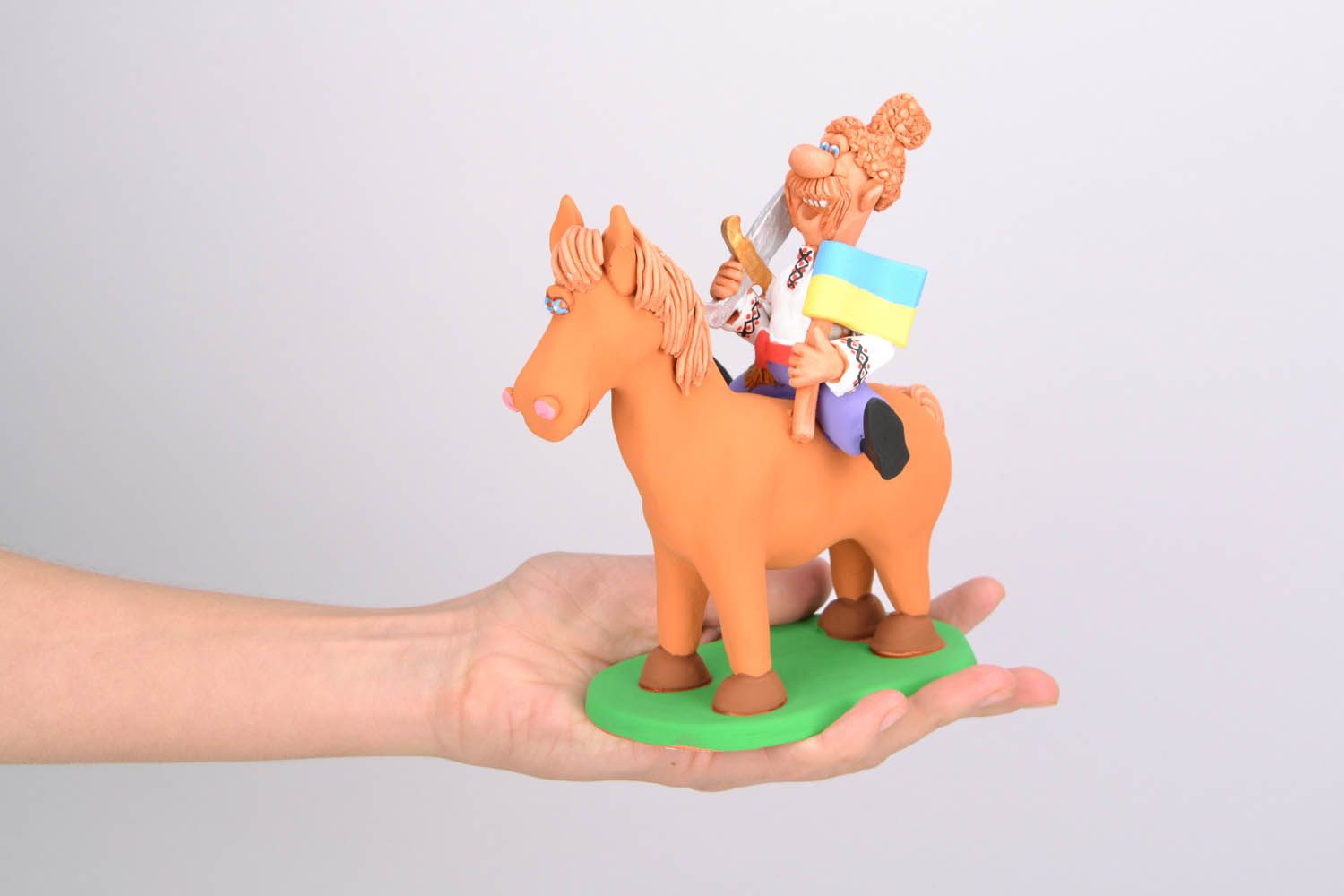 Figurine en argile Cosaque à cheval photo 2