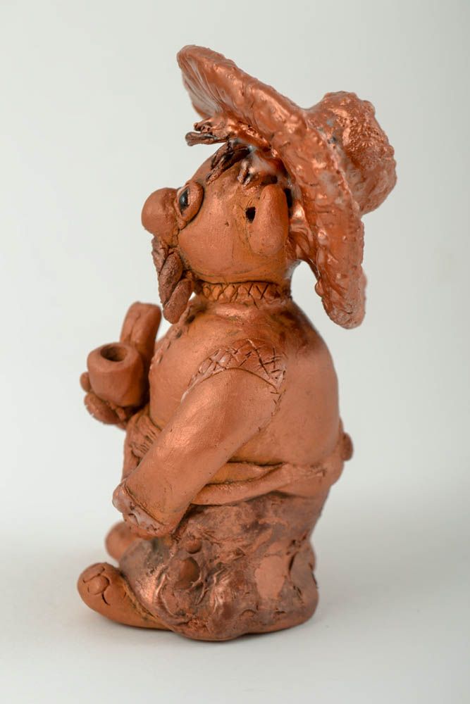 Statuetta uomo in argilla fatta a mano figurina decorativa in ceramica 
 foto 3