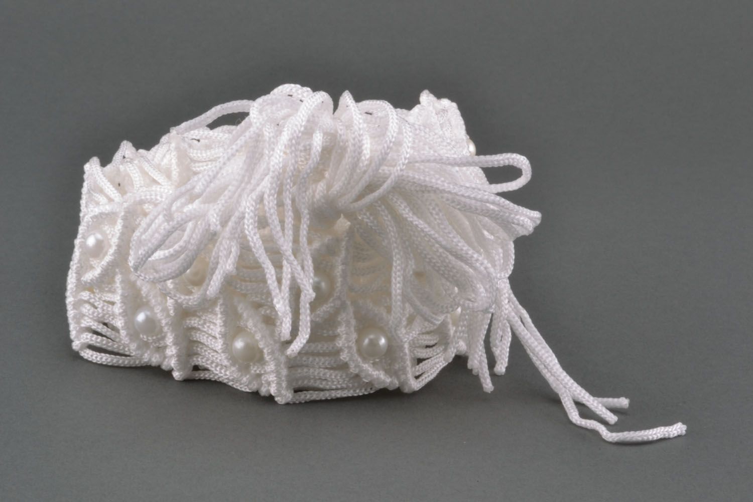 Cintura donna intrecciata fatta a mano cinghia di fili bella accessorio bianco foto 2