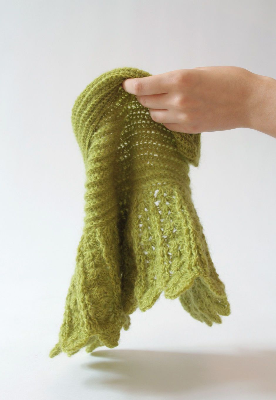 Col tricoté en mohair chaud vert photo 4