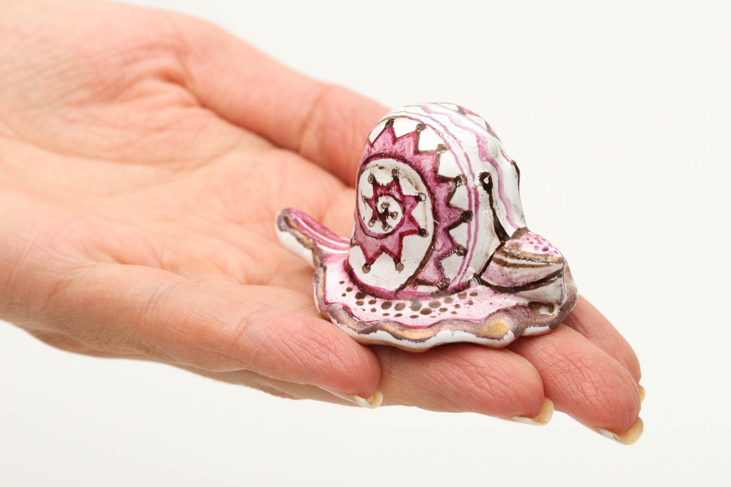 Keramik Handarbeit Deko Figur Fingerhut zum Nähen Geschenk Idee kleine Schnecke  foto 5