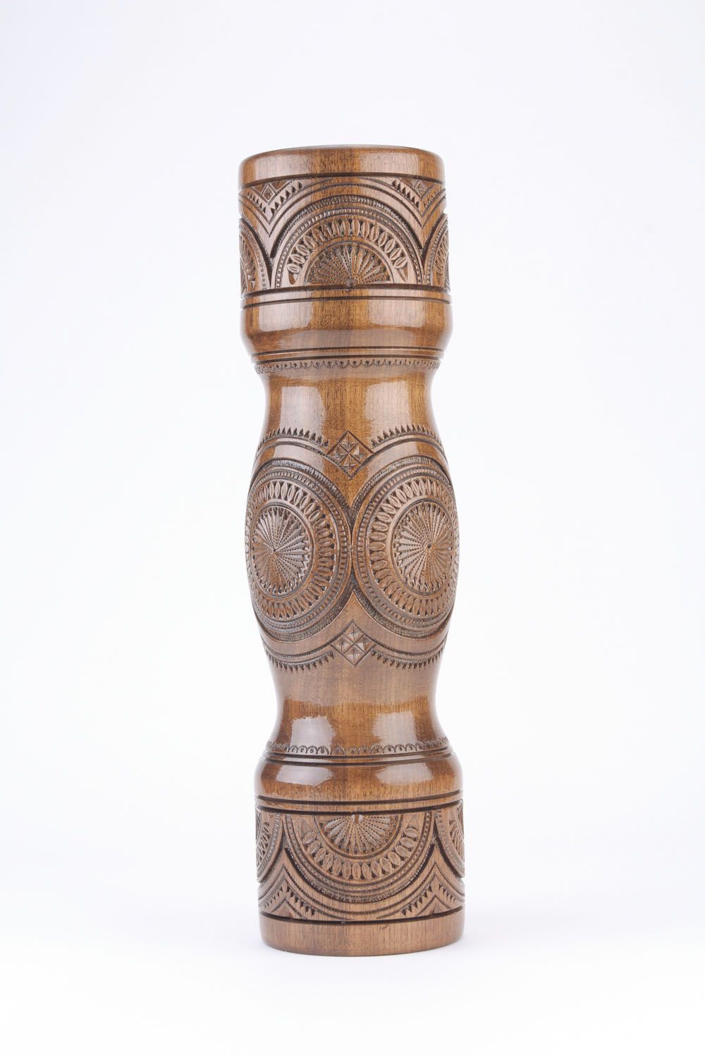 Vaso alto de madeira artesanal decorativo  foto 2