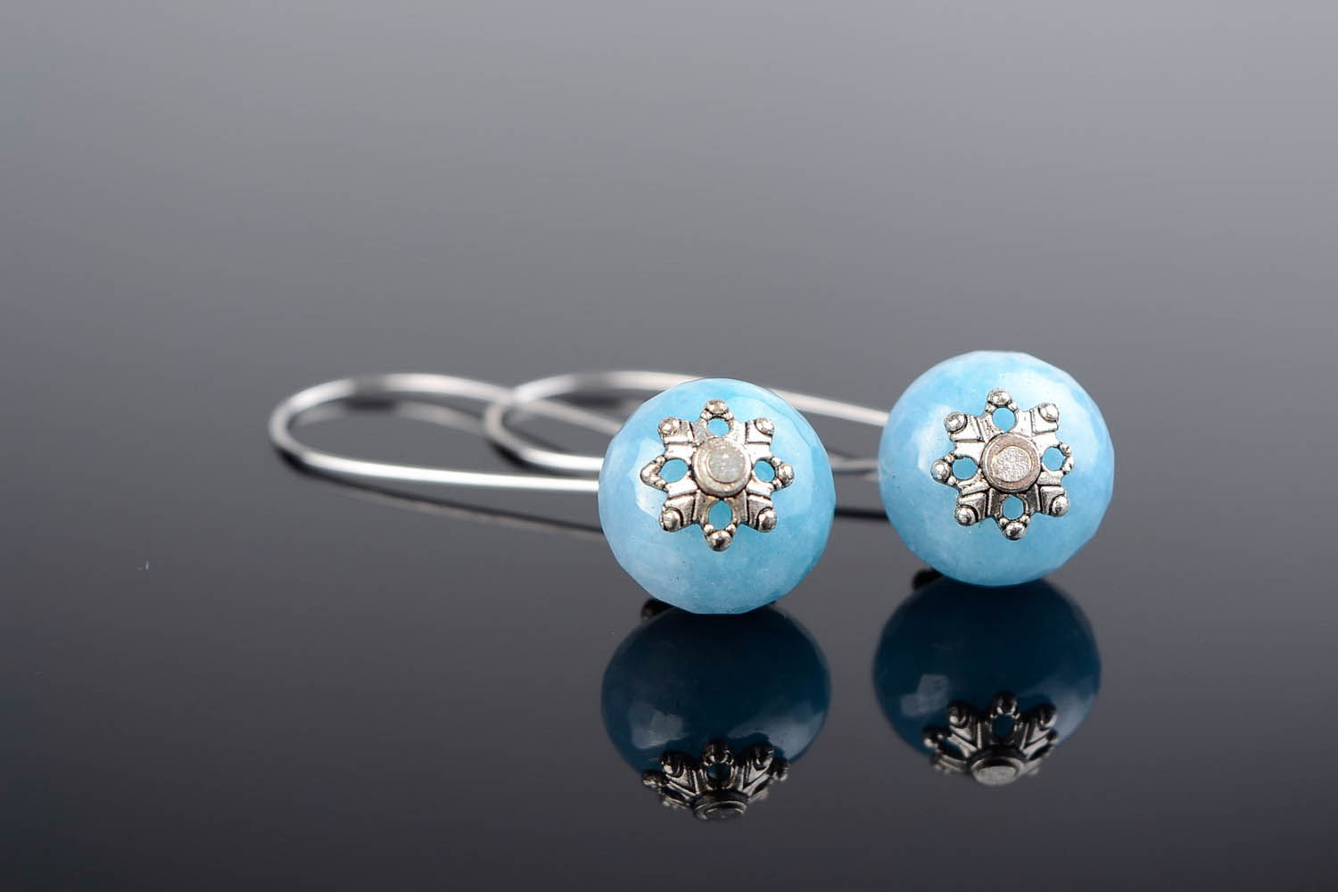 Ball Earrings with aquamarine photo 1