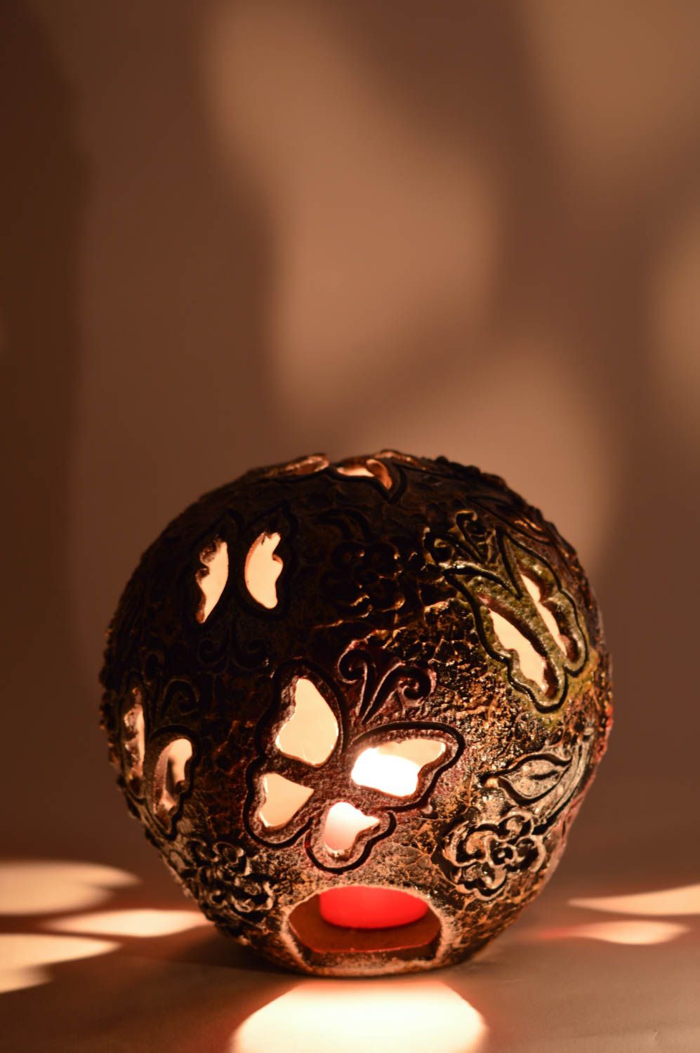Portavelas de cerámica artesanal decorativo regalo original hecho a mano casero foto 5