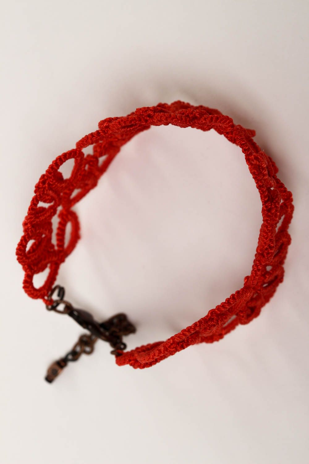 Red handmade textile bracelet woven bracelet designs accessories for girls  photo 2