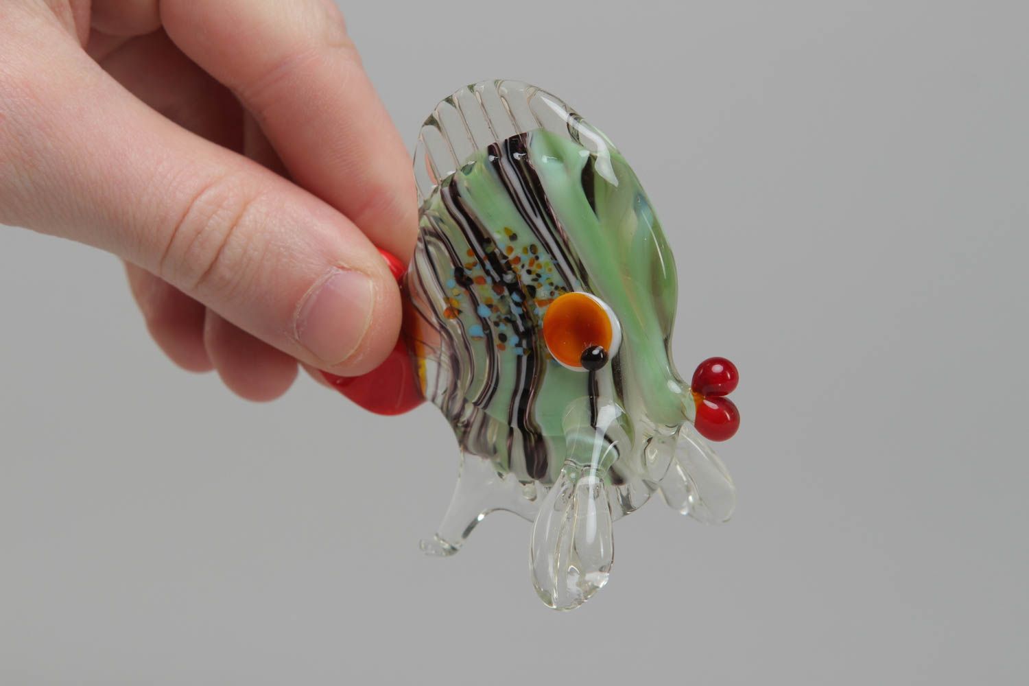 Figurine miniature en verre au chalumeau multicolore faite main Poisson photo 4