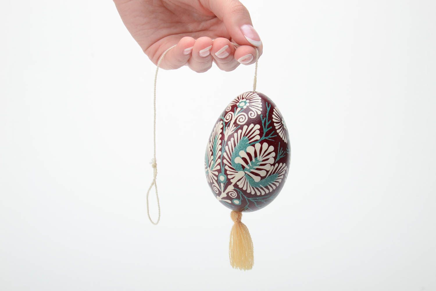Handgemachtes Osterei mit Bemalung im ethnischen Stil für Geschenk und Dekor  foto 5