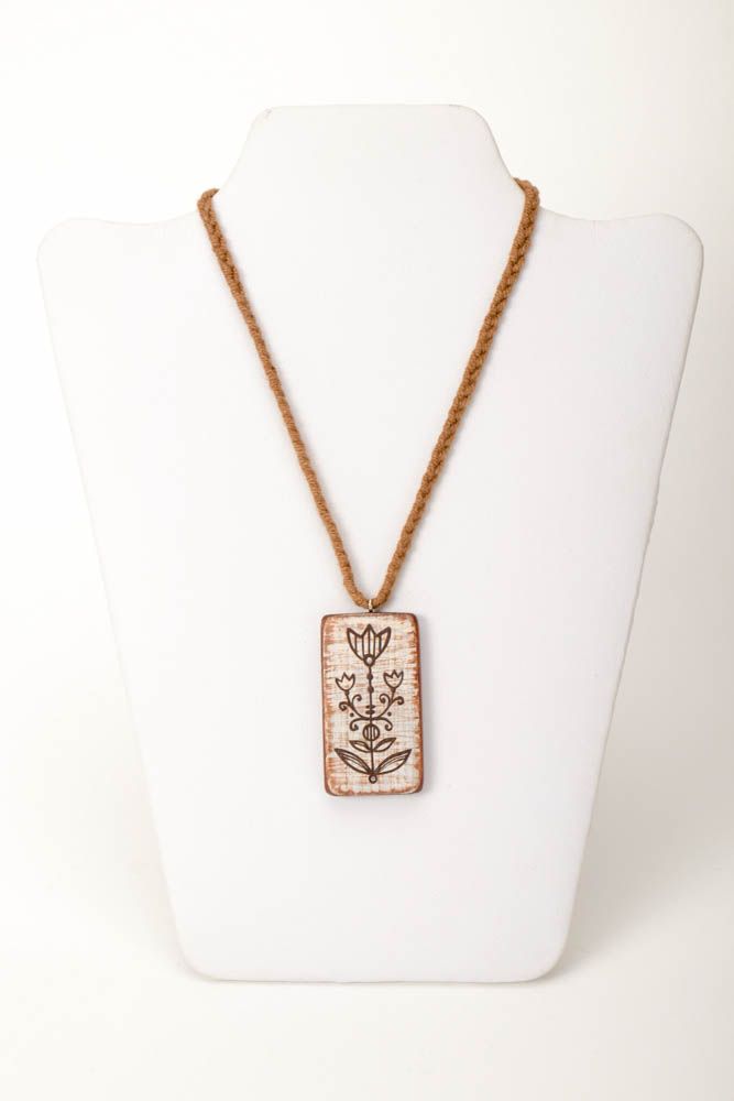 Handmade pendant designer jewelry wooden accessory wooden pendant gift ideas photo 2