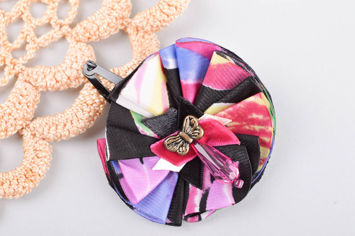 Handmade flower hair clip hair accessories for girls fabric flowers gift ideas photo 1
