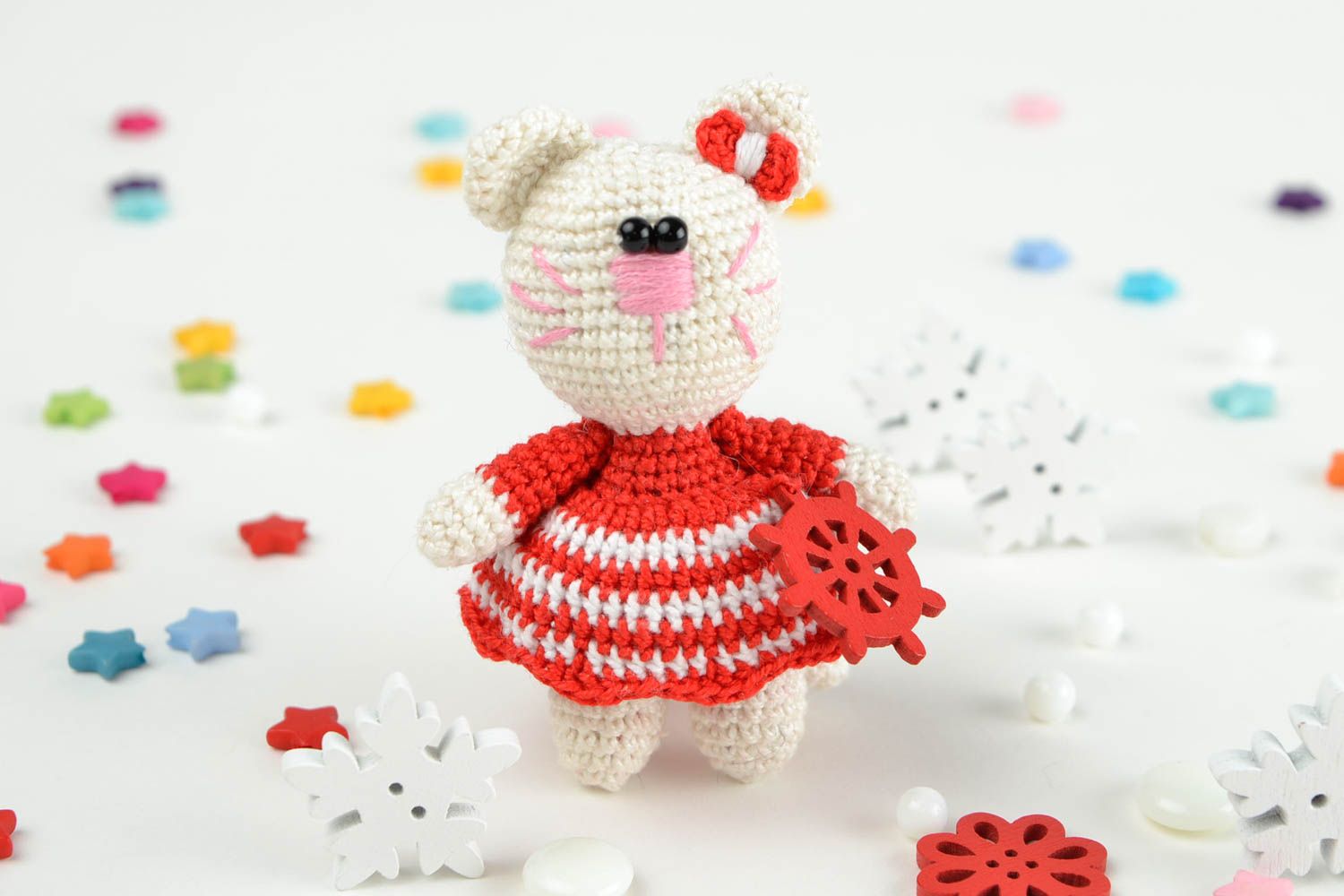Handmade Spielzeug Katze Kuscheltier gehäkelt Designer Geschenk hübsch foto 1