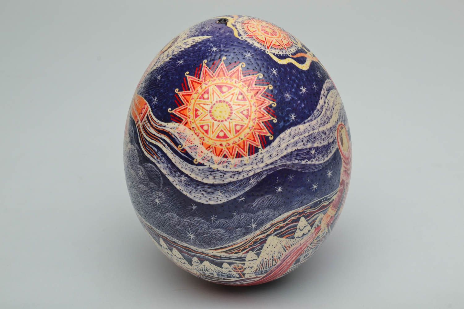 Handmade decorative egg with ethnic drawing photo 3
