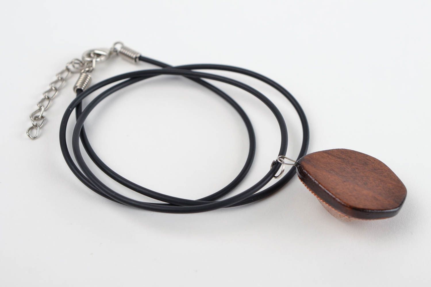 Handmade wooden pendant jewelry with natural stone stylish pendant gift photo 5
