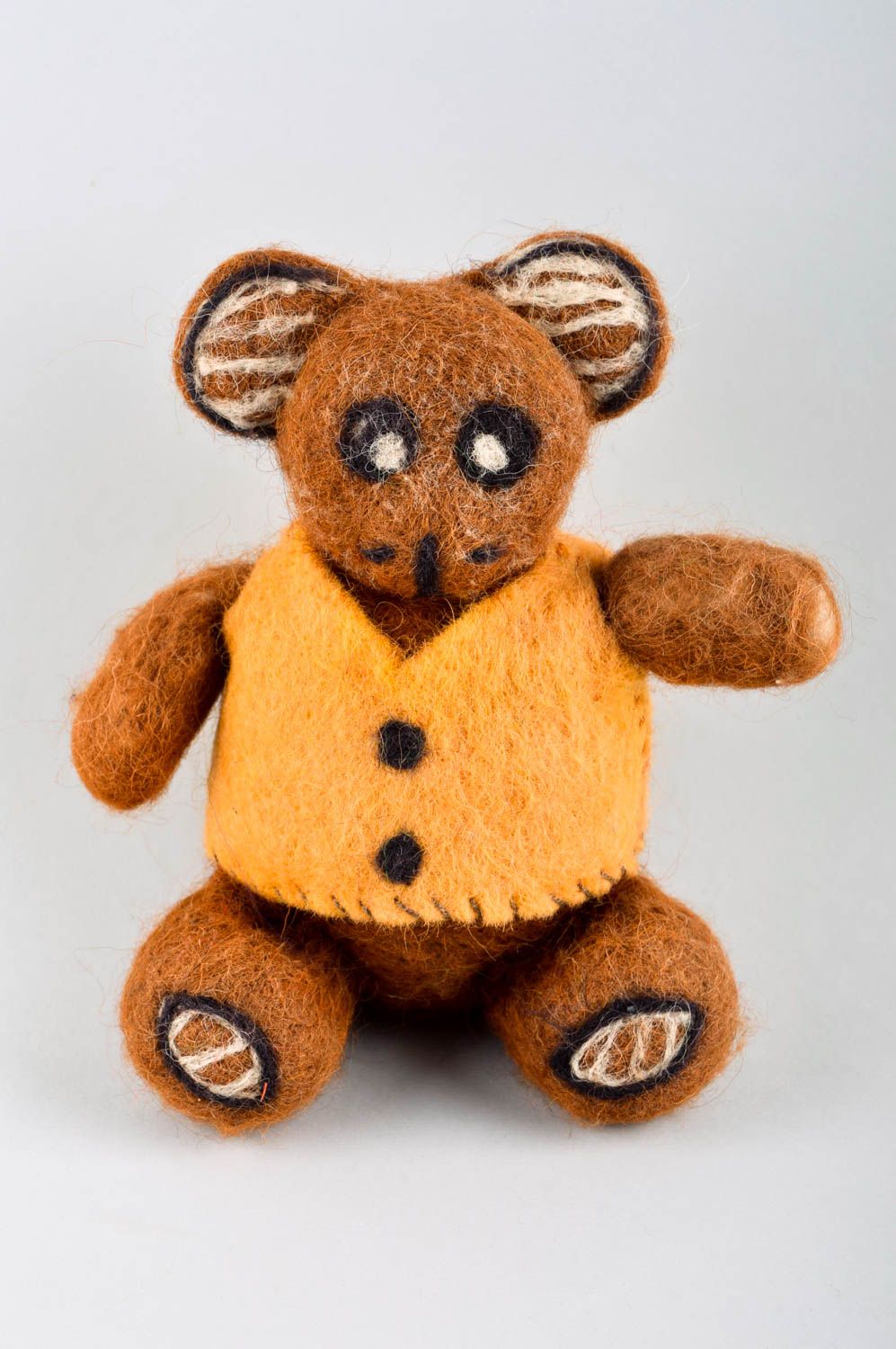 Peluche décorative fait main Jouet en laine ourson marron Cadeau enfant photo 7