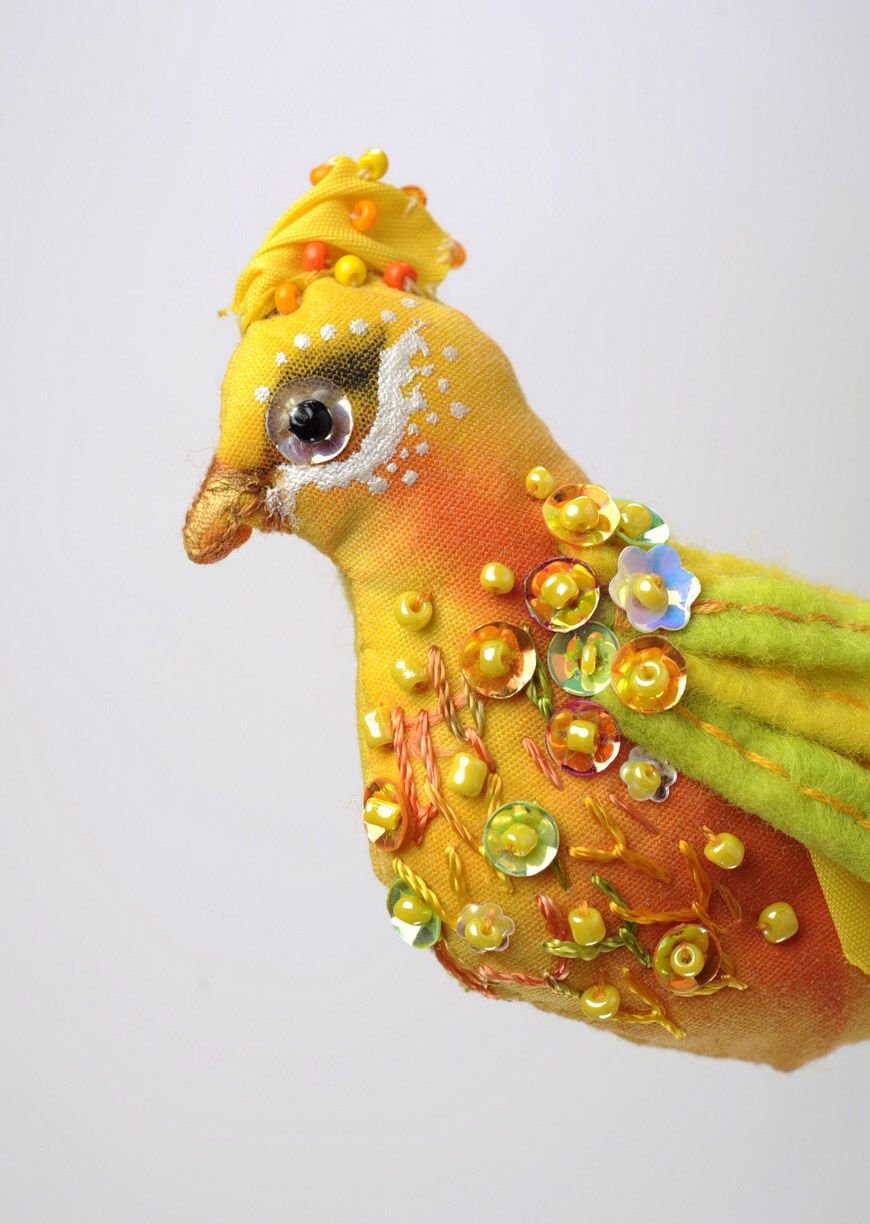 Handmade Brosche Gelber Vogel foto 1