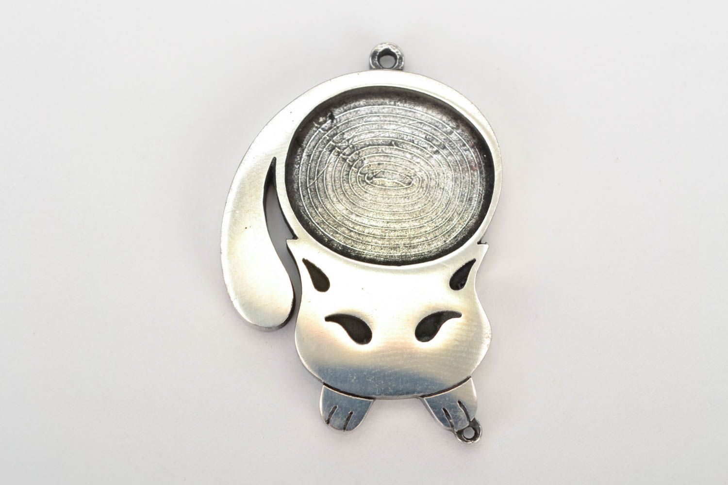 Beautiful handmade blank for creative work metal pendant in the form of cat photo 3