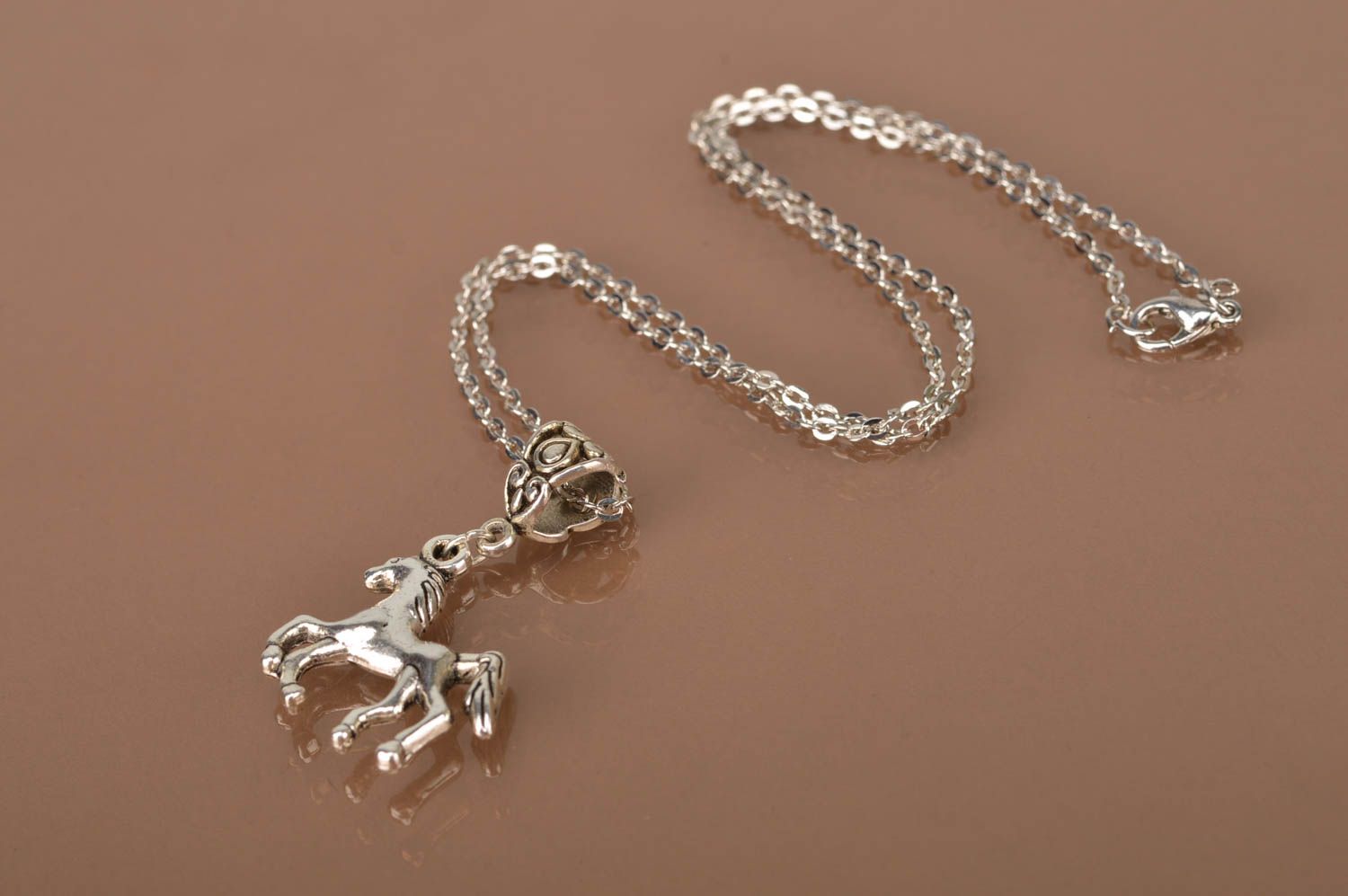Unusual handmade metal pendant horse designer accessories for girls gift ideas photo 3