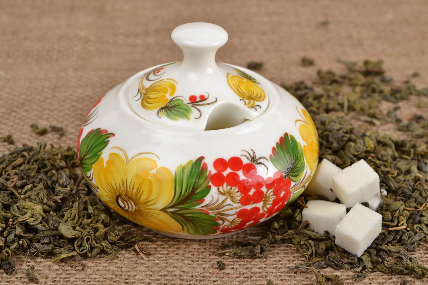 Azucarera de porcelana hecha a mano decoración de interior utensilio de cocina foto 1