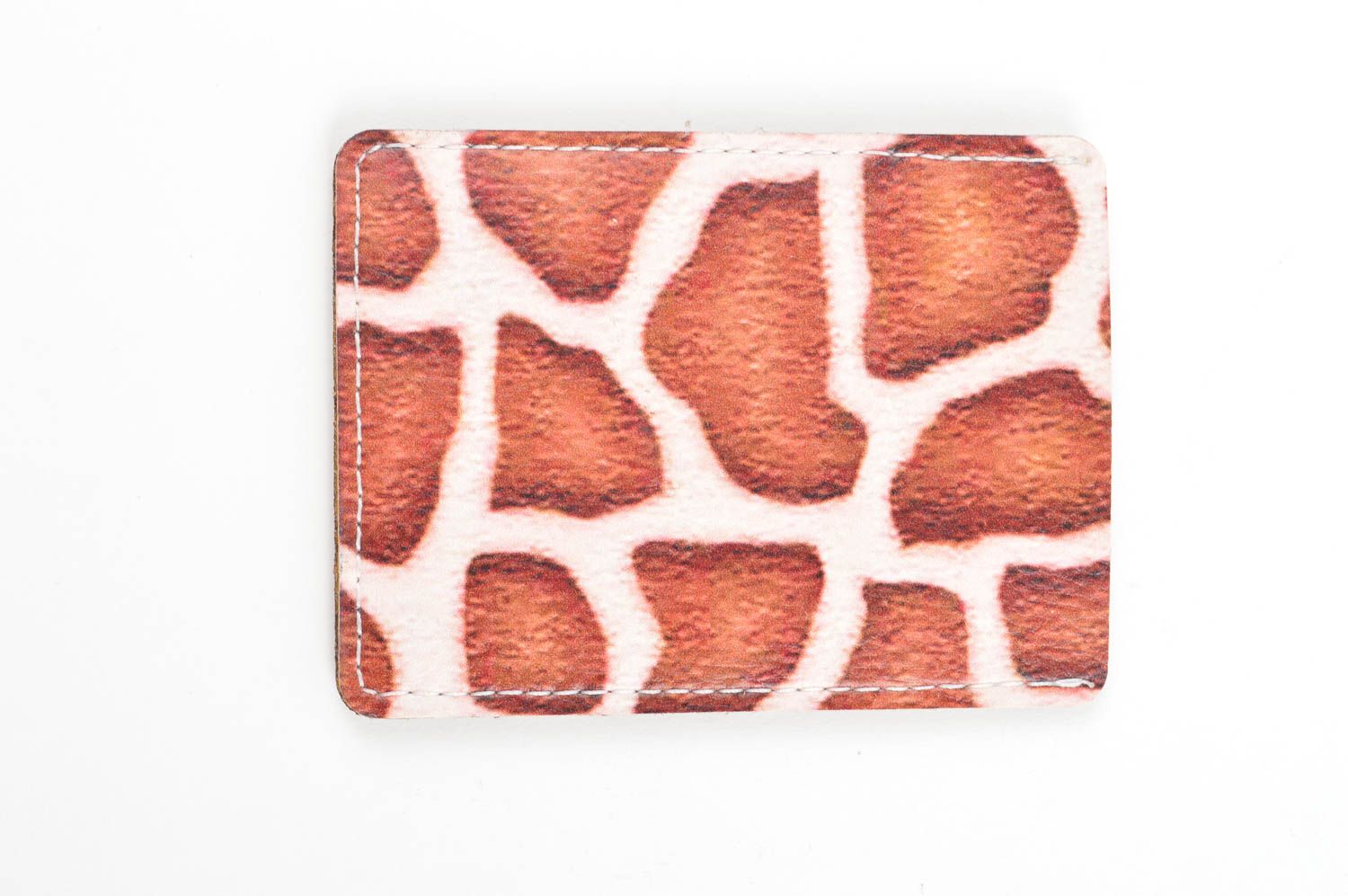 Кожаный аксессуар хенд мейд кошелек для карточек оригинальный подарок жираф фото 3