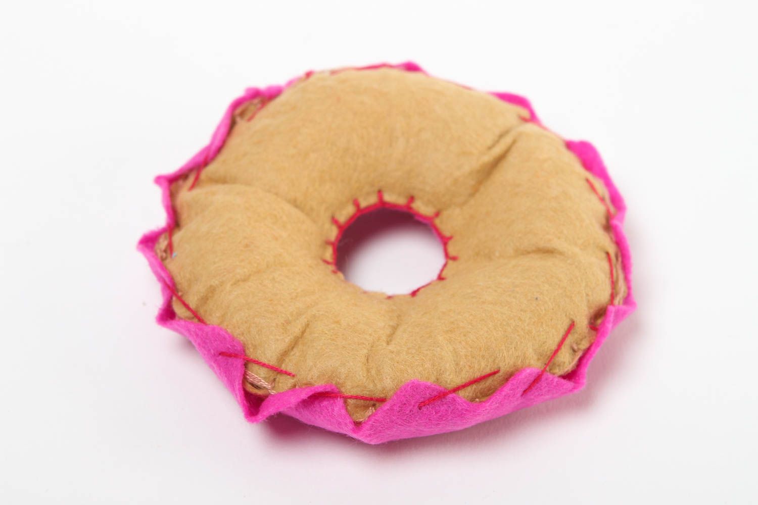 Peluche donut faite main Jouet feutrine rose original Cadeau pour enfant photo 4