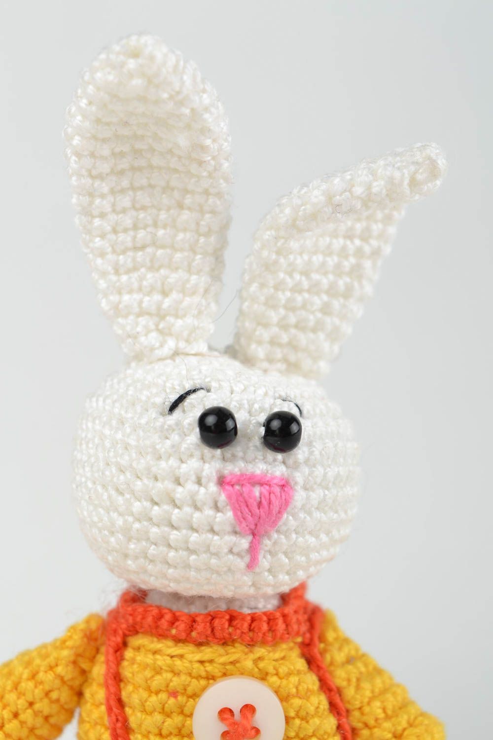 Marionnette doigt tricot Jouet fait main lapin fils coton crochet Cadeau enfant photo 4