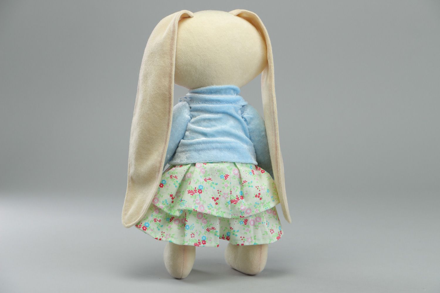Beautiful handmade designer velour fabric soft toy bunny photo 3