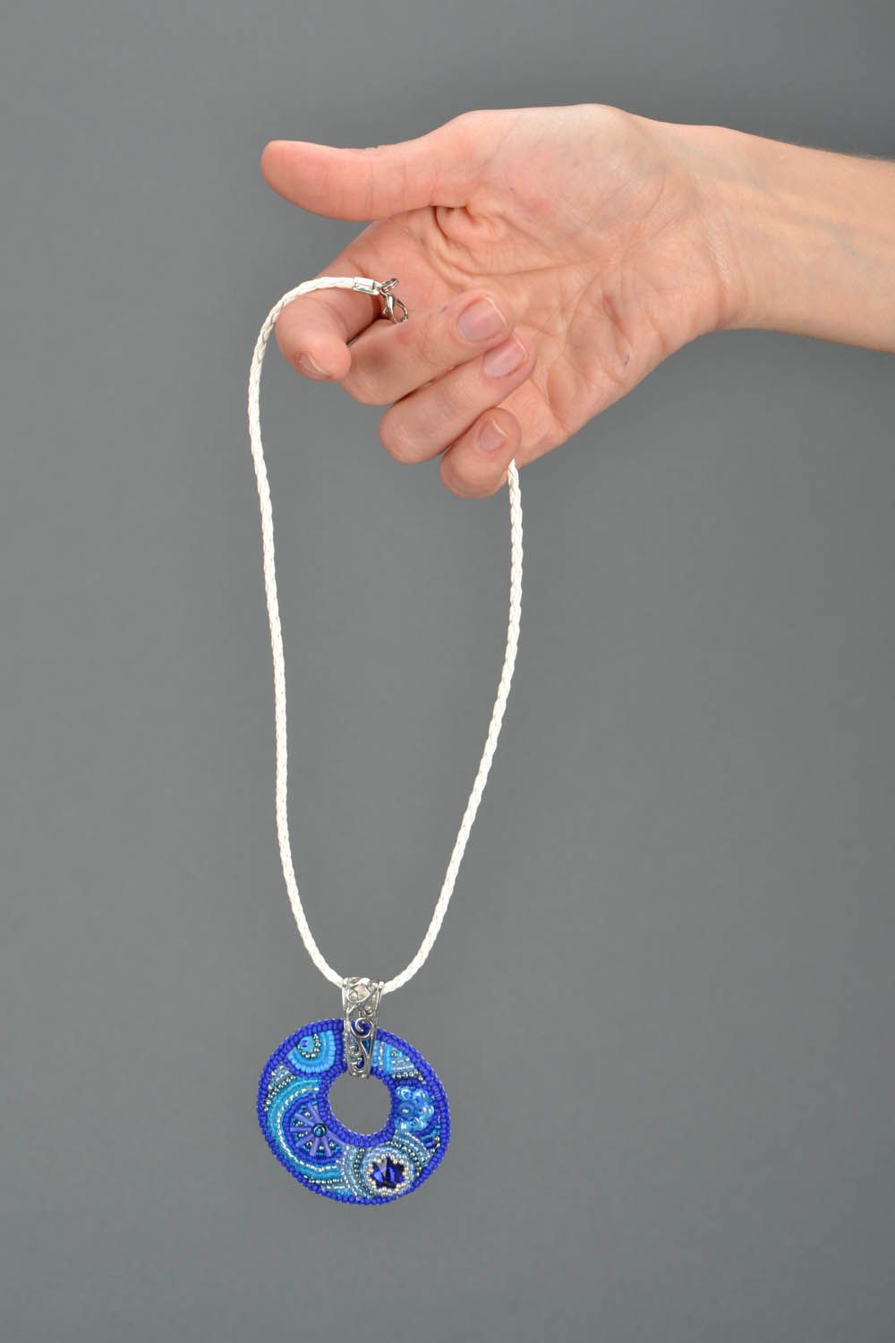 Handmade beaded necklace Blue Dreams  photo 2