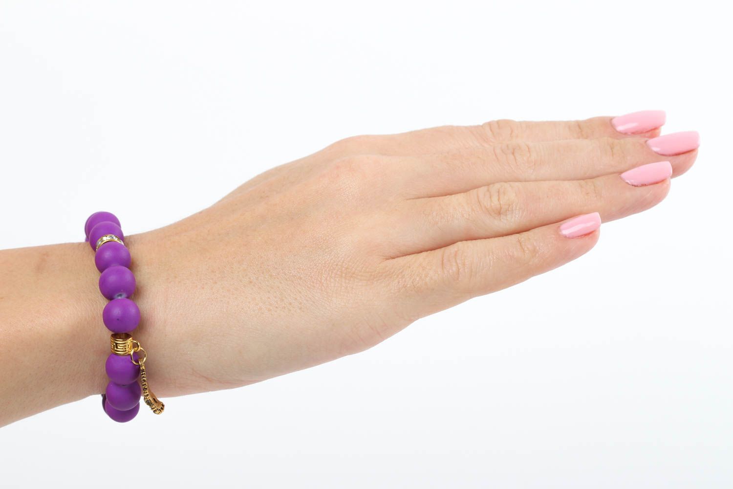 Фиолетовый браслет ручной работы модная авторская бижутерия браслет на руку фото 6